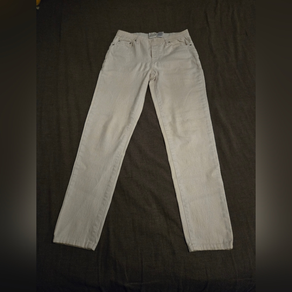 DG2 by Diane Gilman White Straight Leg Jeans | XS | Stretch Denim